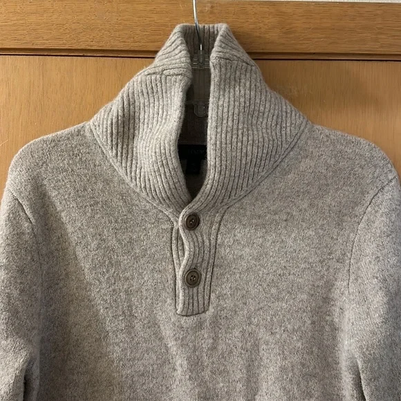 J. Crew Men’s High Neck Pullover Sweater Lambswool Gray Size Medium